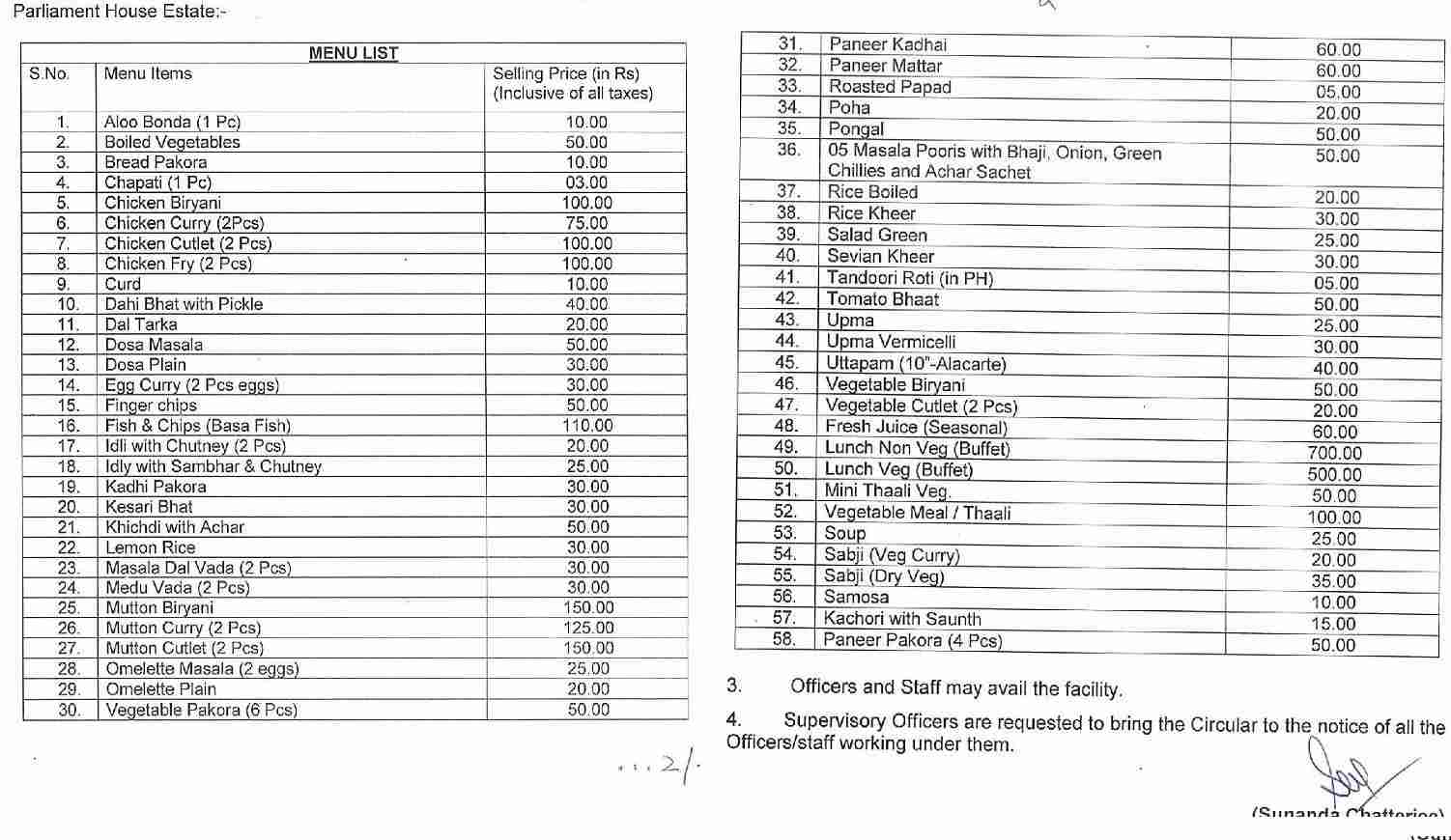 parliament-canteen-new-rate-list