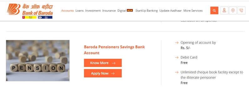 Bank Of Baroda Pensioners Savings Bank Account