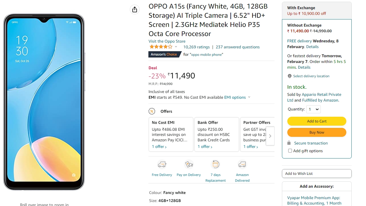Opppo A15s Amazon Offers
